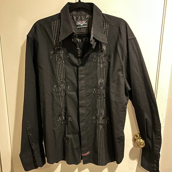 Fender Other - Fender Custom Shop - Rock & Roll Religion embroidered button down shirt, Size XL